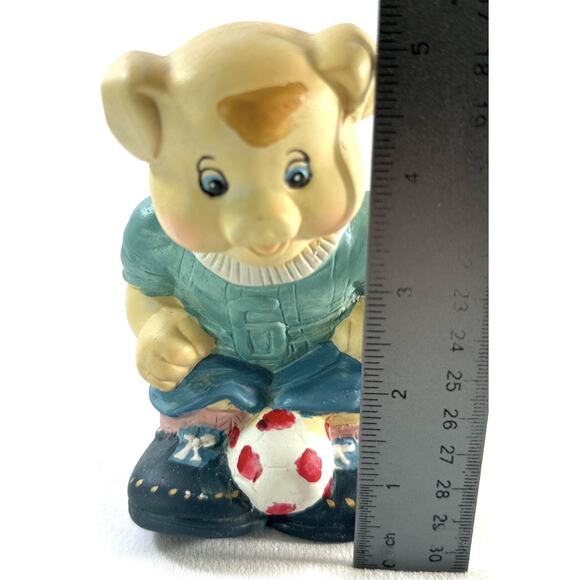 Vintage Antique Piggy Bank Soccer Player Pig Porcelain 5” Tall - Picture 4 of 4